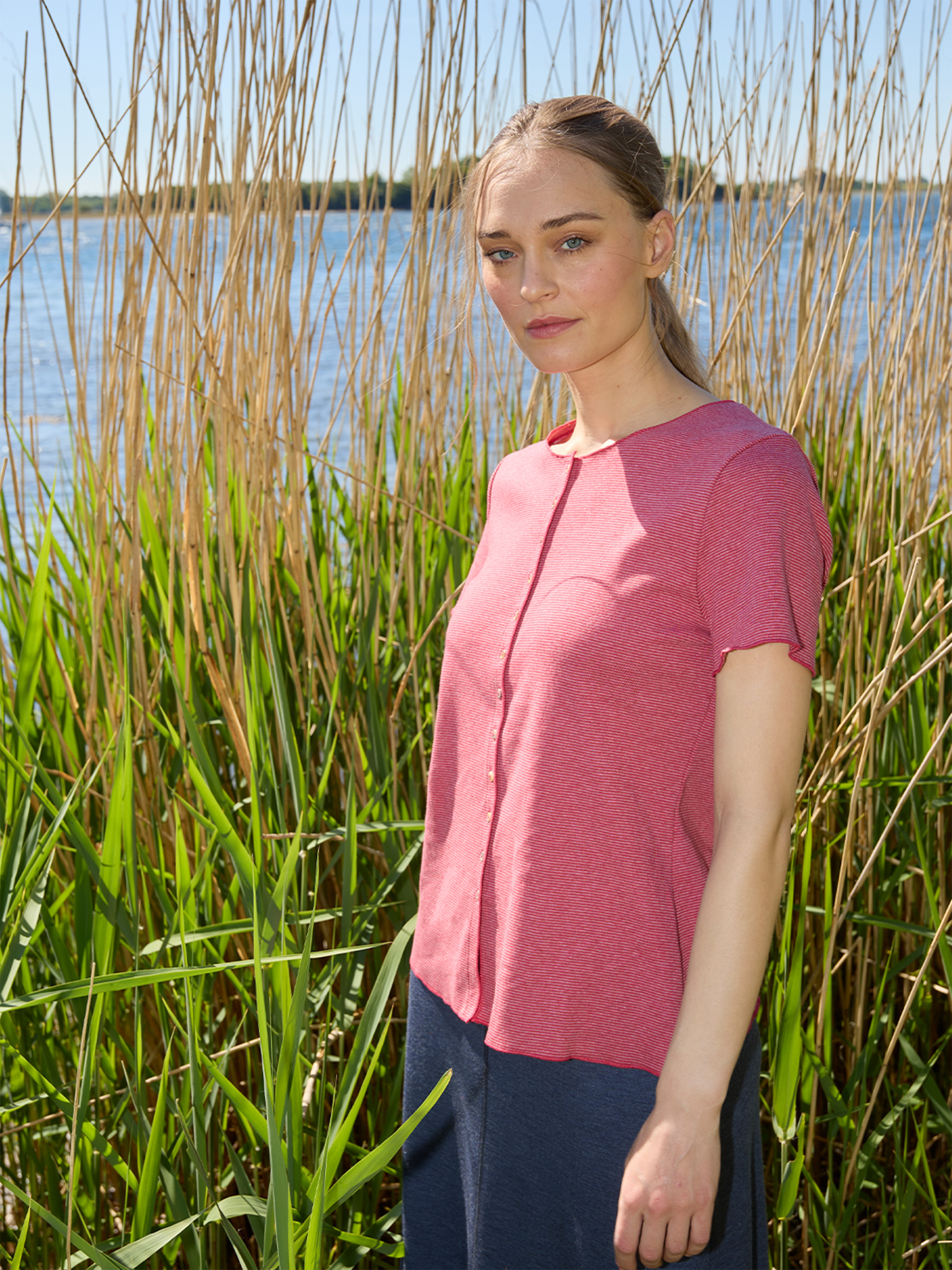 Button shirt s/s stripes organic cotton